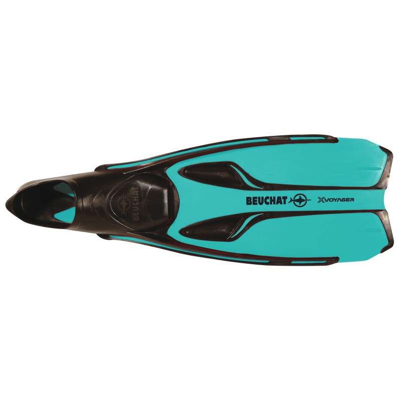 Beuchat X Voyager Atoll Blue Snorkeling Fins - Lightweight Swim Fins for Men & Women - Perfect for Snorkeling, Diving & Beach Vacations