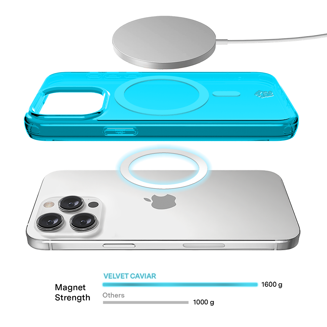 Neon Blue Clear iPhone Case - Shockproof & Scratch-Resistant Protective Cover for iPhone 12/13/14/15 Pro Max - Slim Fit Transparent Phone Case for Everyday Use & Outdoor Activities