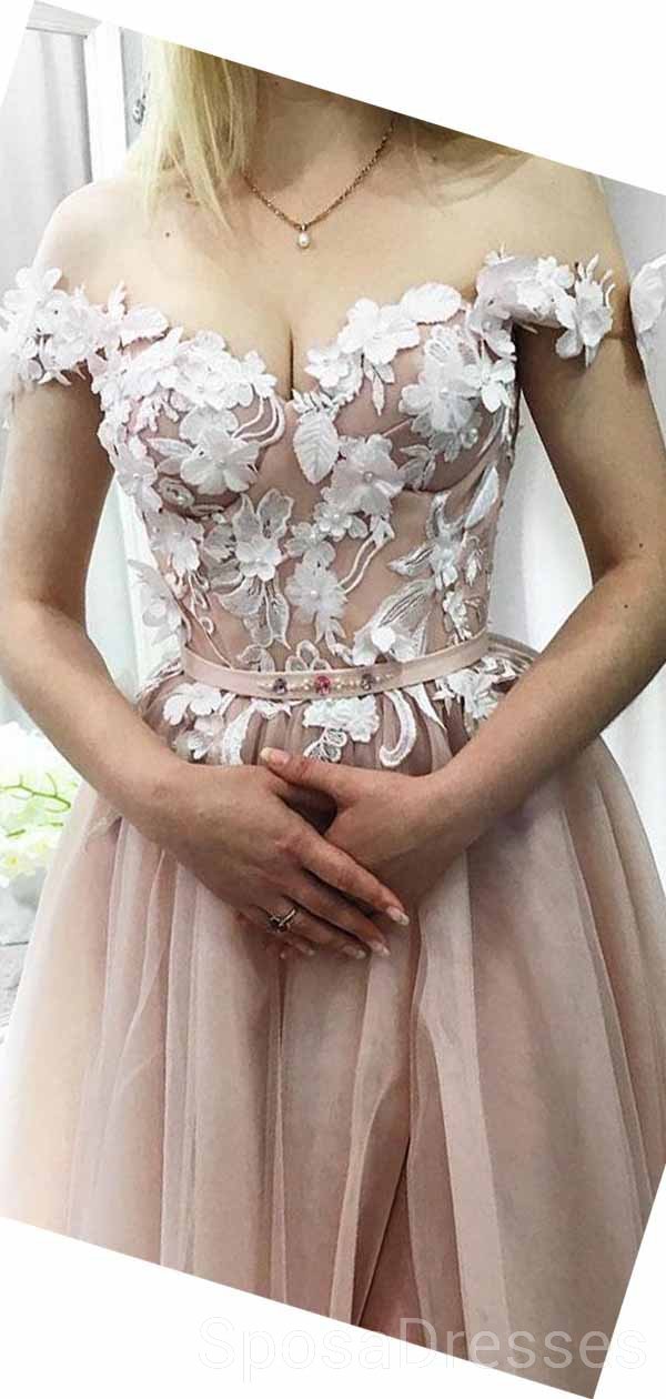 Handmade Floral Off-Shoulder Long Prom Dress for Sweet 16 & Evening Events | Custom Cheap Formal Gowns | Perfect for Prom, Homecoming, Quinceañera & Special Occasions