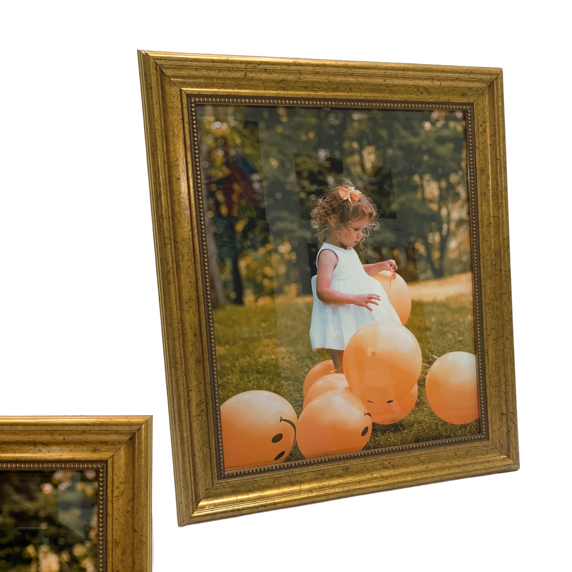 28x38 Gold Ornate Picture Frame - Wooden Gold Foil Poster Frame with Acrylic HD Glass for Wall Mounting - Elegant Home Decor Photo Display for Living Room, Bedroom & Office