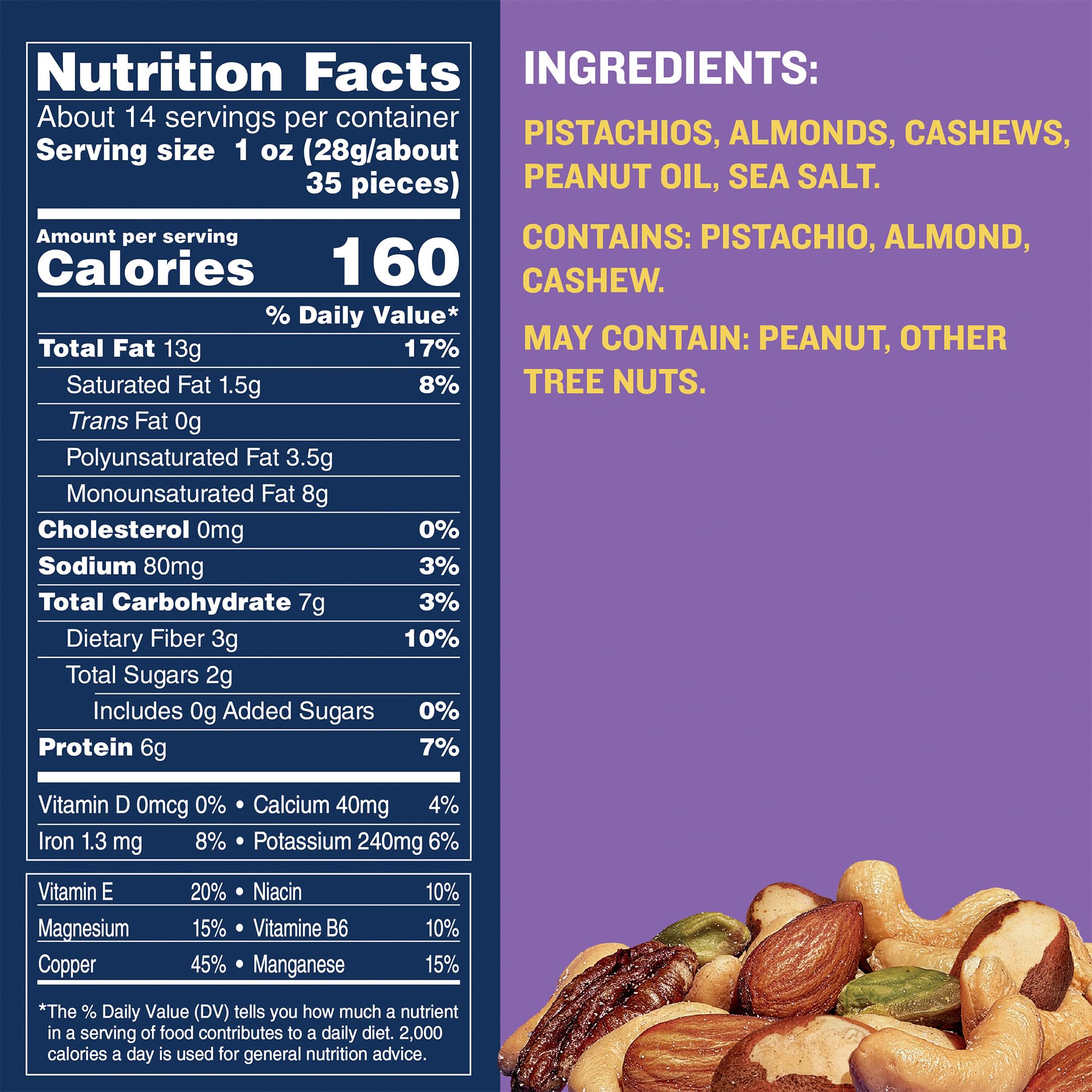PLANTERS Deluxe Pistachio Mix - Healthy Party Snacks & Plant-Based Protein Source (14.5 Oz Canister) - Perfect for Office Snacks, Movie Nights & Road Trips