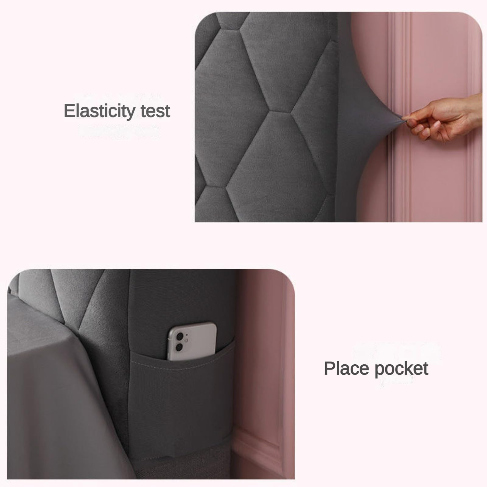 Velvet Quilted Headboard Cover - Dustproof & Thickened Padding Protector for Queen, Twin, Full & King Size Beds (Beige, 160cm/63