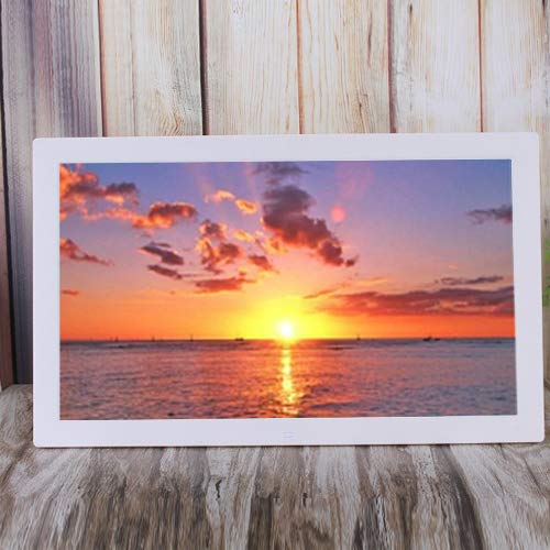 18.5 Inch Digital Photo Frame - HD LED LCD Screen 1366×768 Resolution, Video Player, Electronic Photo Album with Clock & Calendar - Perfect for Home, Office, and Advertising Displays (White)
