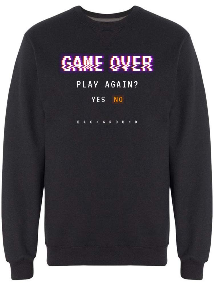 Game Over Play Again Slogan Sweatshirt for Men - Retro Gaming Hoodie for Casual Wear & Gamer Outfits