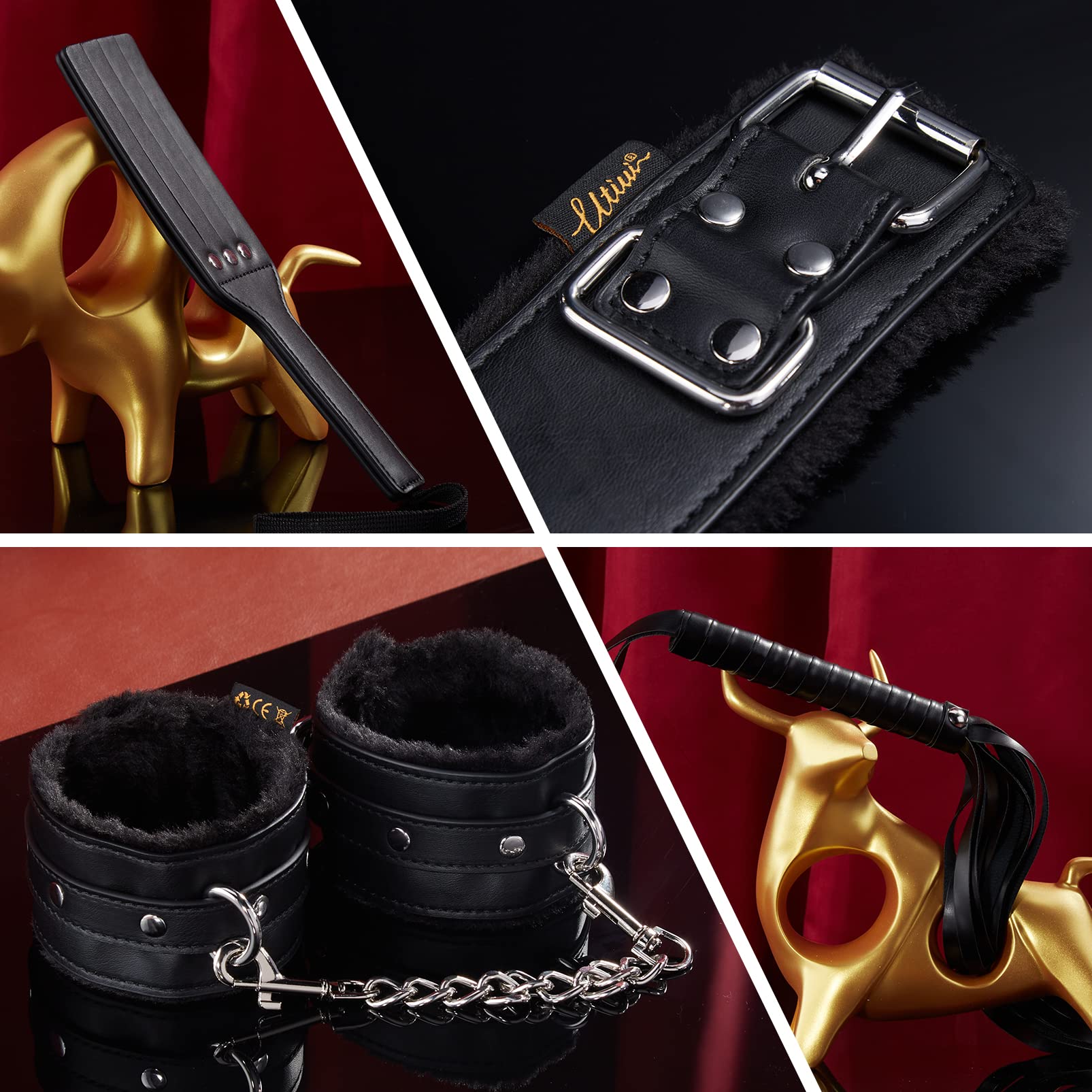 Premium BDSM Bondage Kit - Adjustable Handcuffs, Collar, Ankle Cuffs & 17-Piece Adult Toy Set for Couples | Sensual Play, Spicing Up Relationships & Intimate Exploration