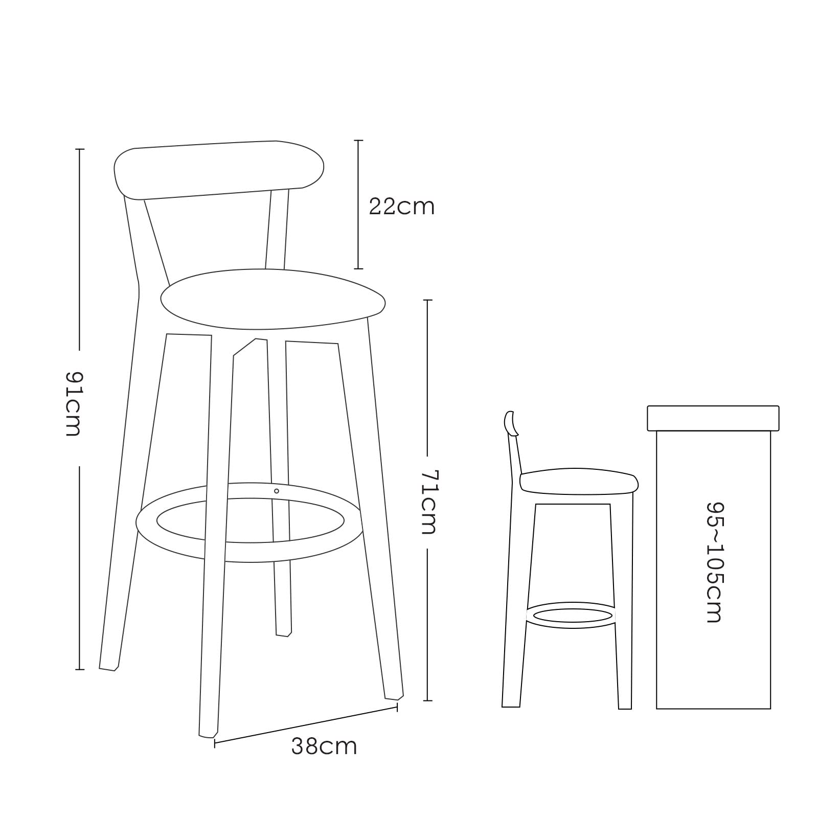 Premium Wooden Breakfast Bar Stool with PU Leather Backrest & Armrest - Comfortable Kitchen Counter Height Chair for Dining, Coffee Shops & Home Decor