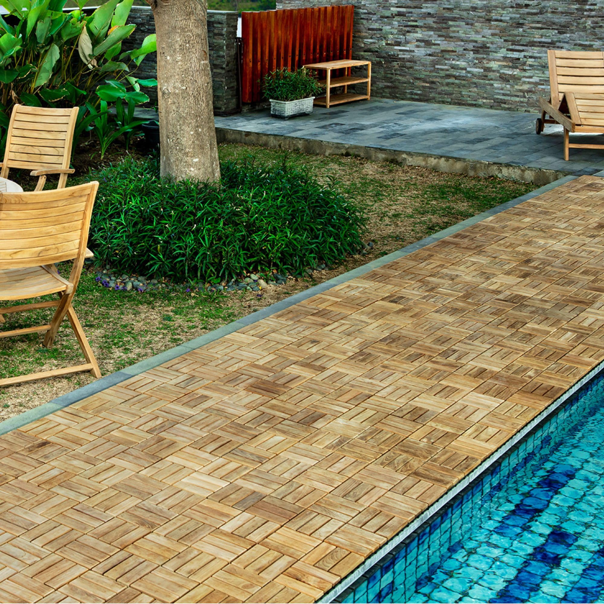 Premium Nordic Style Teak Interlocking Floor Tiles - 12