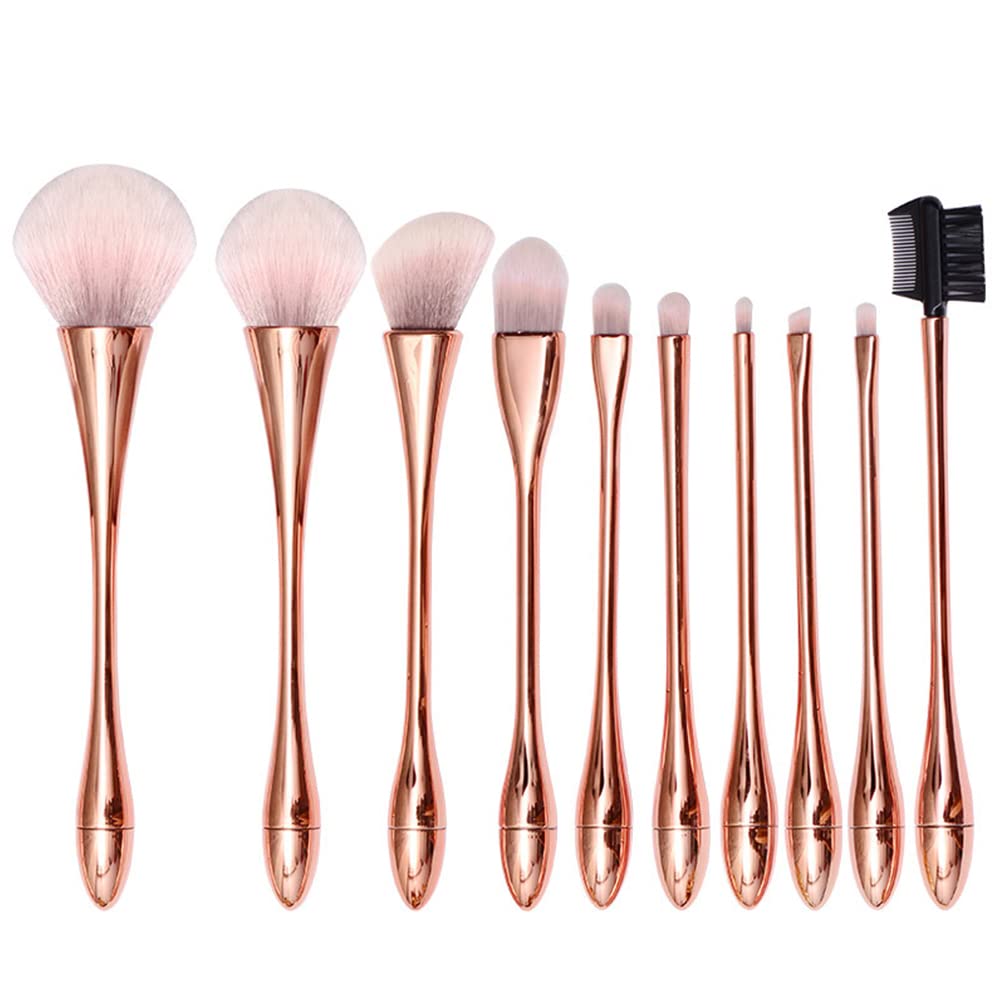 10pcs Synthetic Makeup Brush Set - Foundation, Blush & Eyeshadow for Flawless Beauty