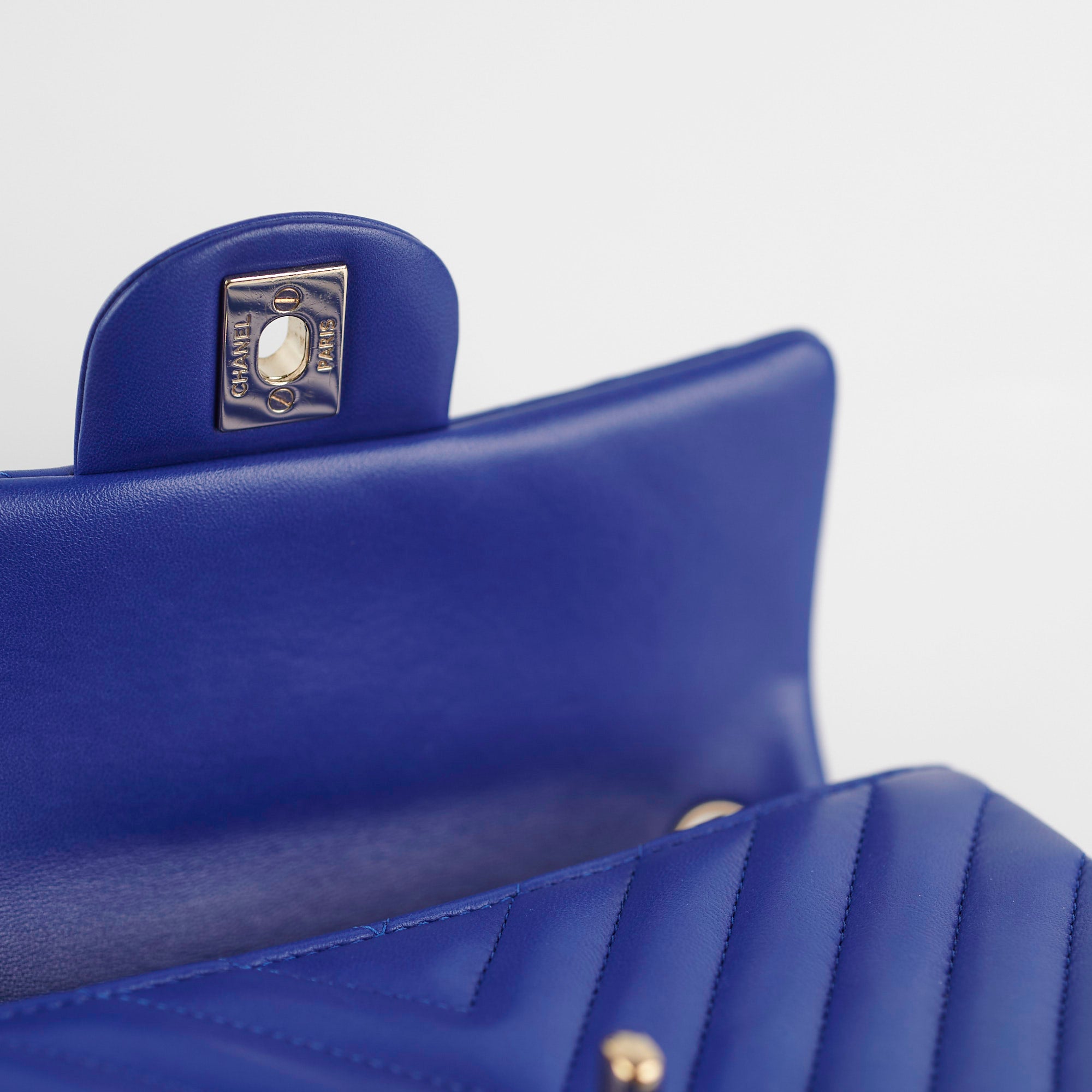 Chanel Mini Rectangular Chevron Blue Leather Crossbody Bag - Luxury Designer Handbag for Women, Perfect for Parties, Dates & Everyday Use