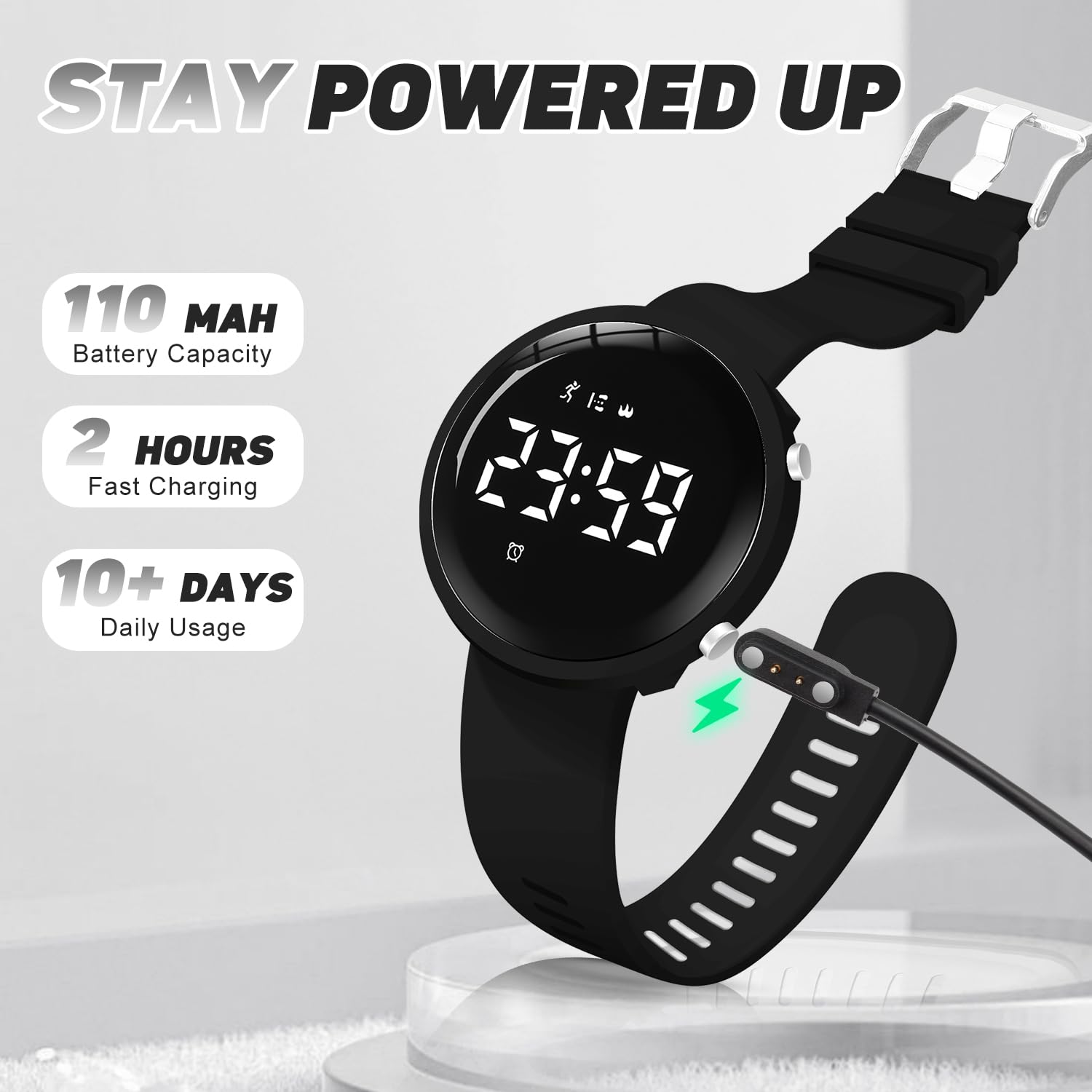 Kids Fitness Tracker Watch - Step Counter Pedometer with Calorie Monitor, Digital Chronograph, 2 Alarms, Waterproof Silicone Strap for Boys & Girls - Perfect for School, Sports & Outdoor Activities