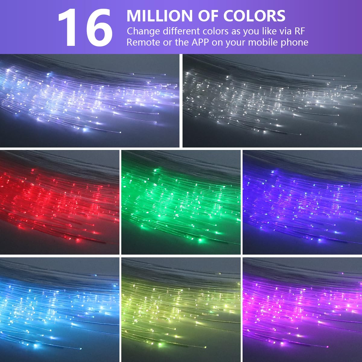 Car Starlight Headliner Kit - 450pcs RGBW Fiber Optic Lights with Bluetooth APP & Remote Control, 16W Twinkle & Sound Activated Star Lights for Car Ceiling Decor | Perfect for Night Driving, Romantic Dates & Custom Car Interior Lighting