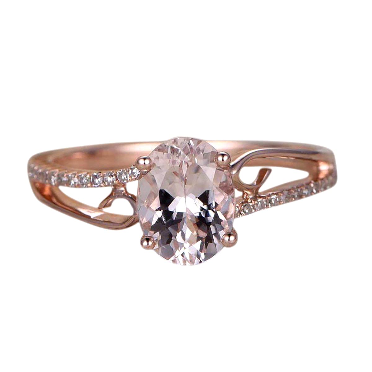 1.25 Carat Peach Pink Morganite & Diamond Engagement Ring in 18K Gold Plating - Vintage Inspired Bridal Jewelry for Proposals, Anniversaries & Special Occasions