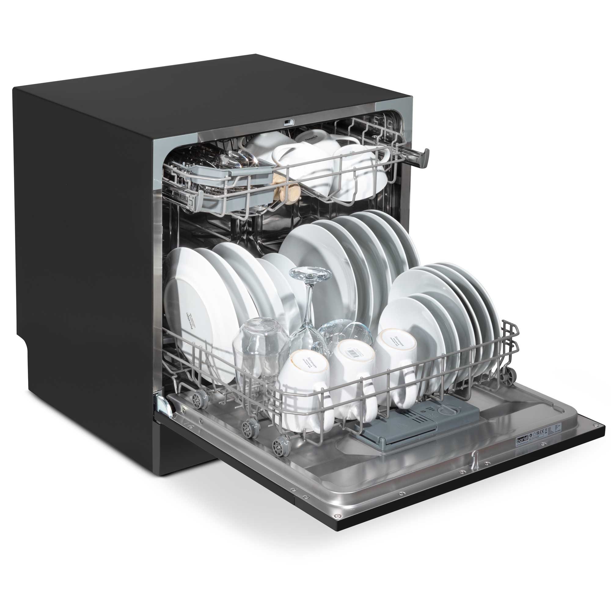 Baridi Compact Tabletop Dishwasher - 8 Place Settings, 6 Wash Programs, Ultra Quiet (42dB), 8L Capacity in Sleek Black (Model DH88) - Perfect for Apartments, RVs & Small Kitchens