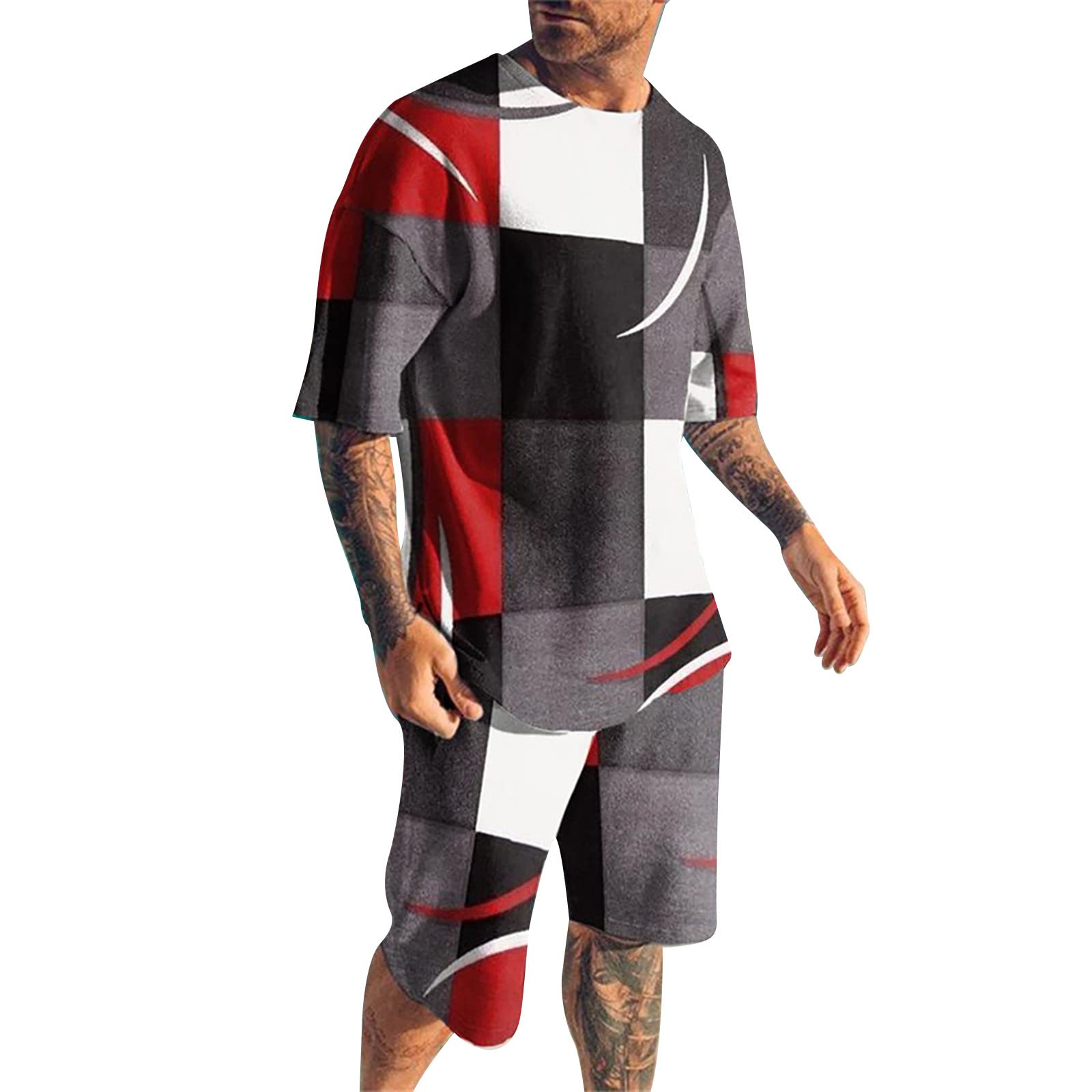 Premium Men's Lounge Wear Set - Comfortable Plus Size Two-Piece Outfits | Seamless Yoga Tracksuit & Activewear with Long Sleeve Tops (Red, XXXL) for Home Relaxation, Yoga & Casual Wear