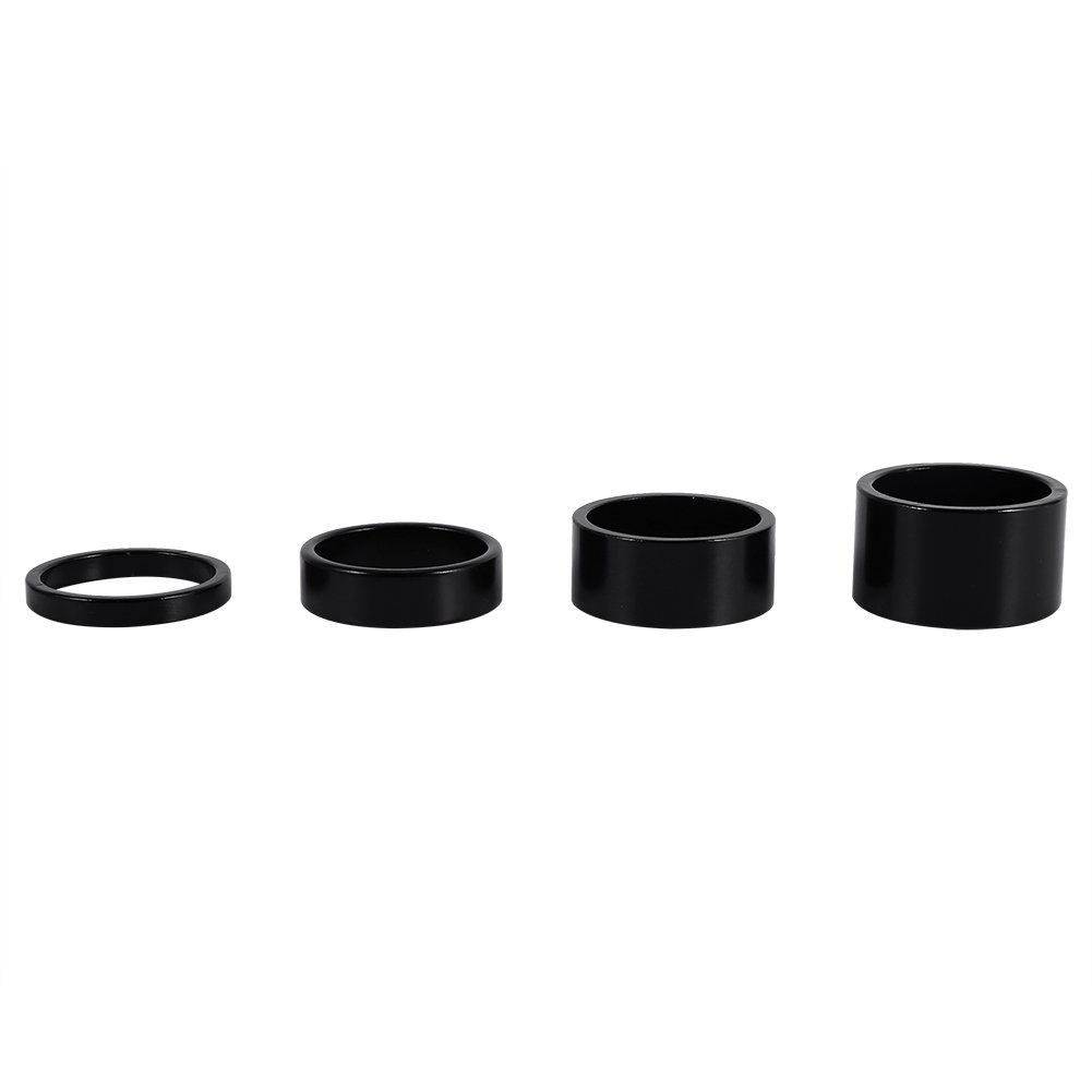 Premium Aluminum Alloy Headset Spacers 4-Piece Set (5mm/10mm/15mm/20mm) - Compatible with MTB Mountain Bikes & Road Bikes - Stem Fork Washers for Height Adjustment - Perfect for Trail Riding, Commuting and Bicycle Maintenance