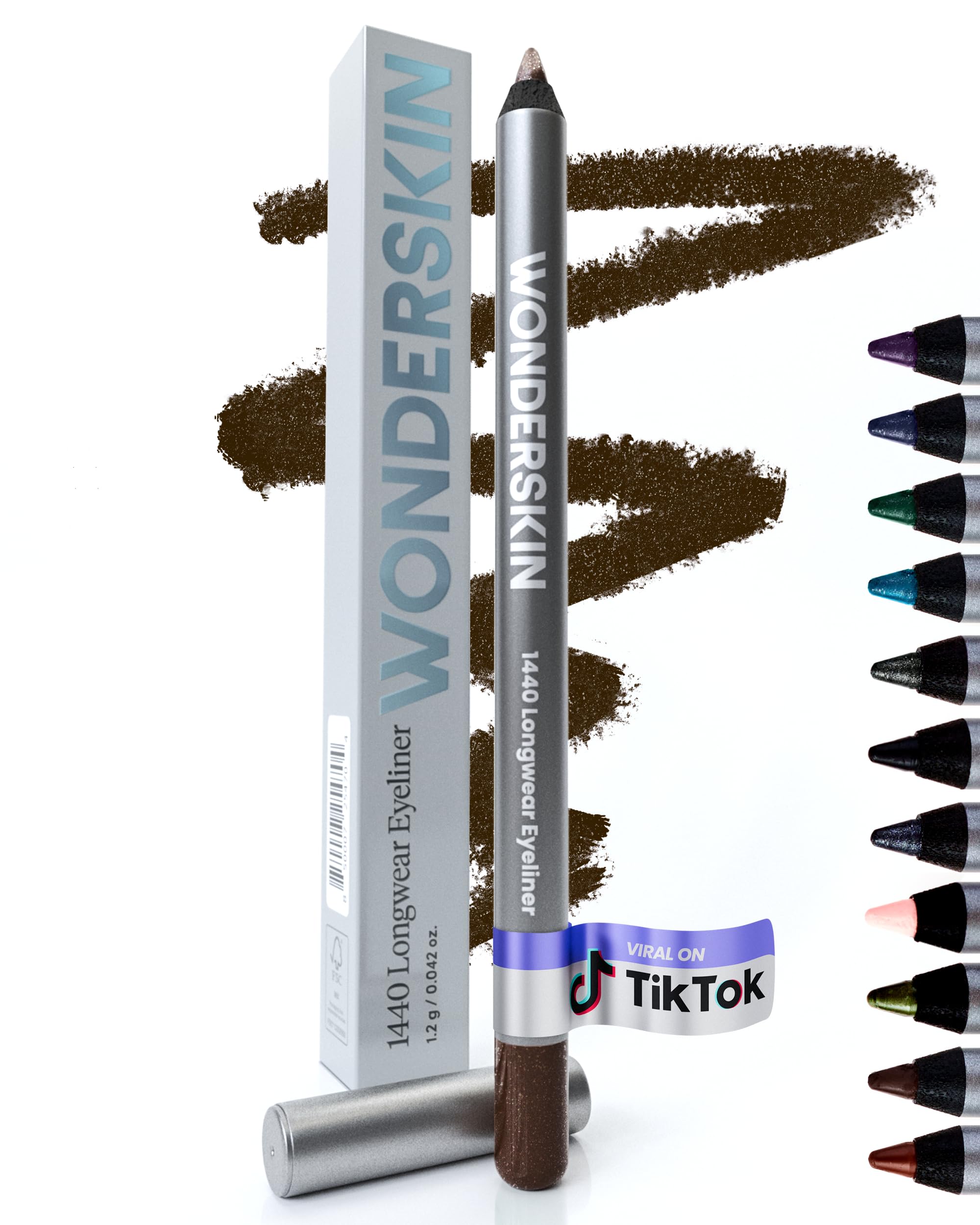 Wonderskin 1440 Longwear Brown Glitter Eyeliner - Waterproof & Smudge Proof for Day & Night Looks