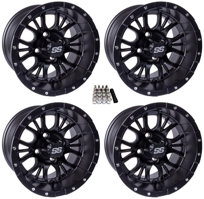 GTW Diesel 14 Inch Golf Cart Wheels & Rims - Matte Black Alloy Wheels for Club Car, EZGO & Yamaha Golf Carts - Perfect for Off-Roading, Camping & Golf Course Use