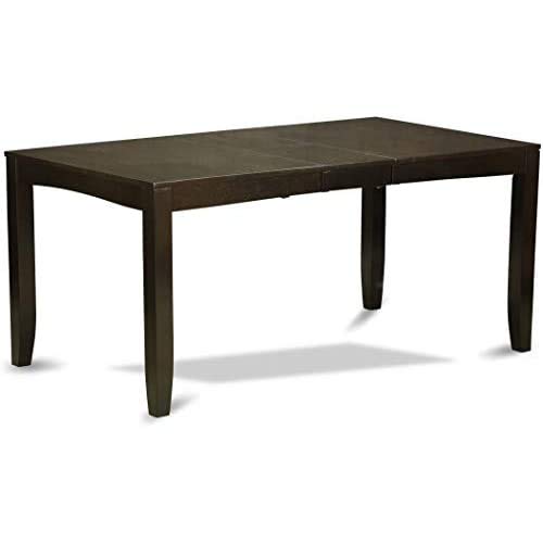 East West Furniture LYPF5-CAP-C Lynfield 5-Piece Kitchen Dining Set for 4 - 36x66 Inch Rectangle Table with Butterfly Leaf Extension & 4 Linen Upholstered Chairs | Perfect for Small Spaces, Breakfast Nooks & Cozy Family Meals