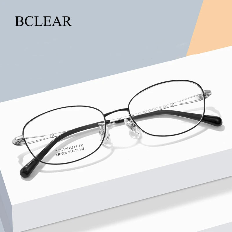 Bclear Women's Full Rim Oval Titanium Eyeglasses Frame 7954 - Lightweight & Durable Eyewear for Work, Reading & Fashion