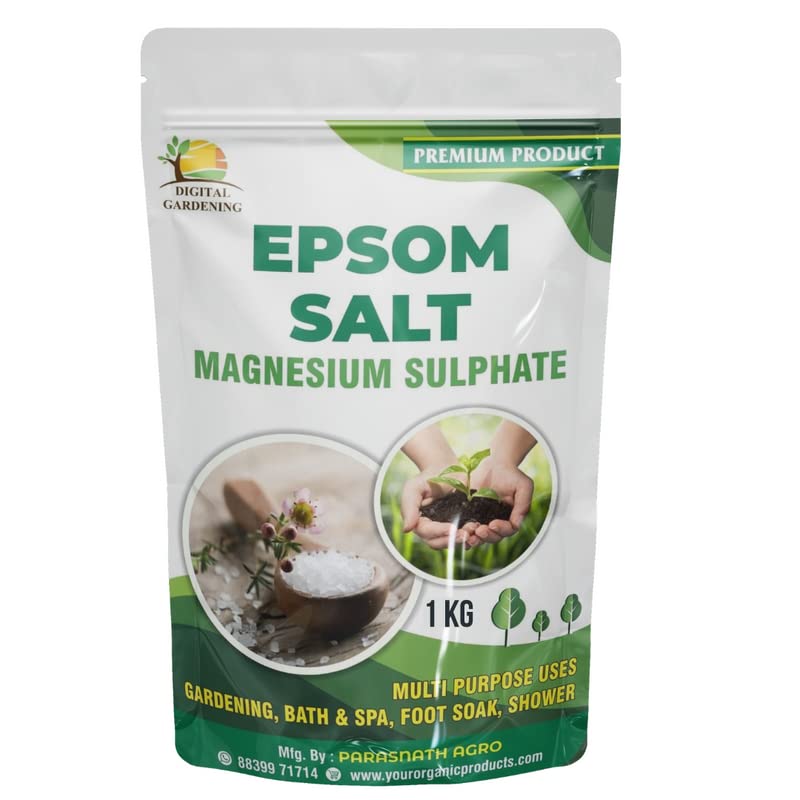 Organic Epsom Salt Crystals 1Kg - Premium Magnesium Sulfate for Muscle Relief, Foot Soak & Pain Relief | Relaxing Bath Soak, Plant Nutrient for Gardening | Perfect for Spa, Home Therapy & Organic Gardening