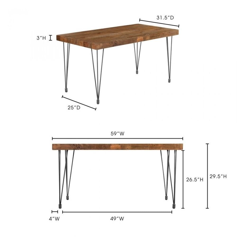 Moe's Home Collection Boneta Small Natural Wood Dining Table 59