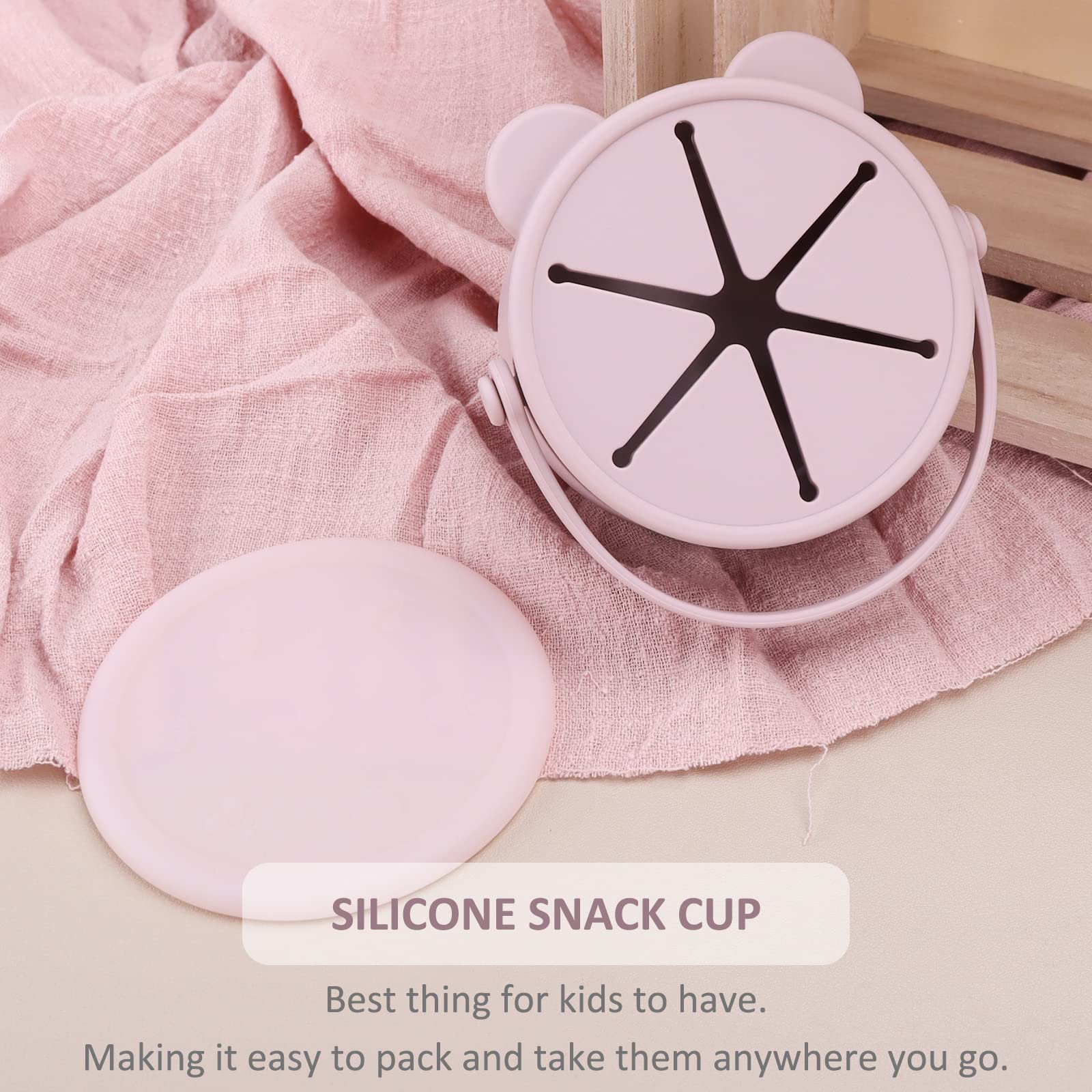 BPA-Free Silicone Toddler Snack Cups with Lid & Handle - 9oz No-Spill Baby Food Container | Dishwasher Safe | Perfect for On-the-Go Snacks, Daycare, Car Rides & Outdoor Activities (Lilac)