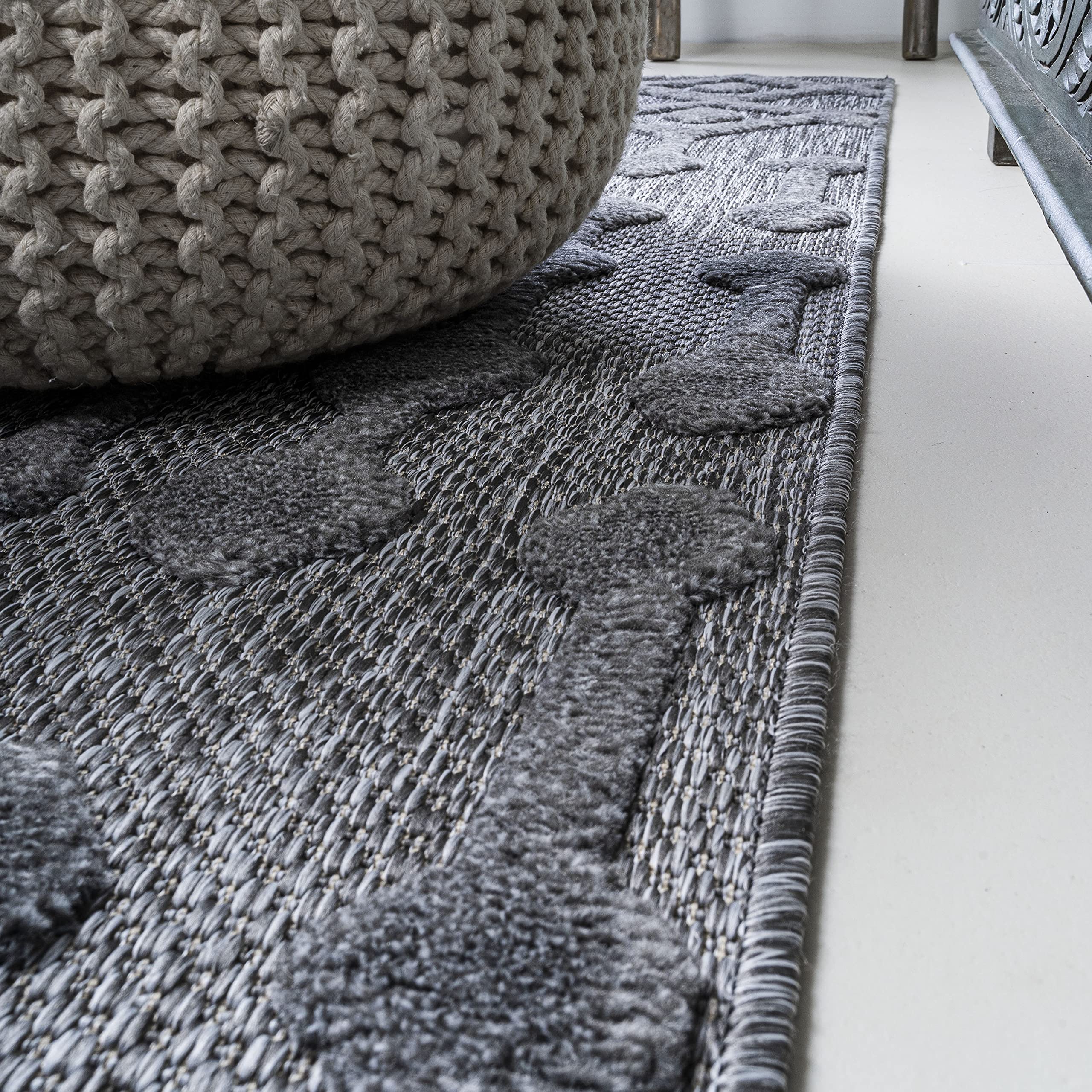 JONATHAN Y IBZ103A-28 Peralta Moroccan Diamond Indoor/Outdoor Area Rug - Bohemian Geometric Design, Easy Cleaning, Non-Shedding - 2' x 8' Dark Gray - Perfect for Bedroom, Kitchen, Backyard, Patio & Porch Decor
