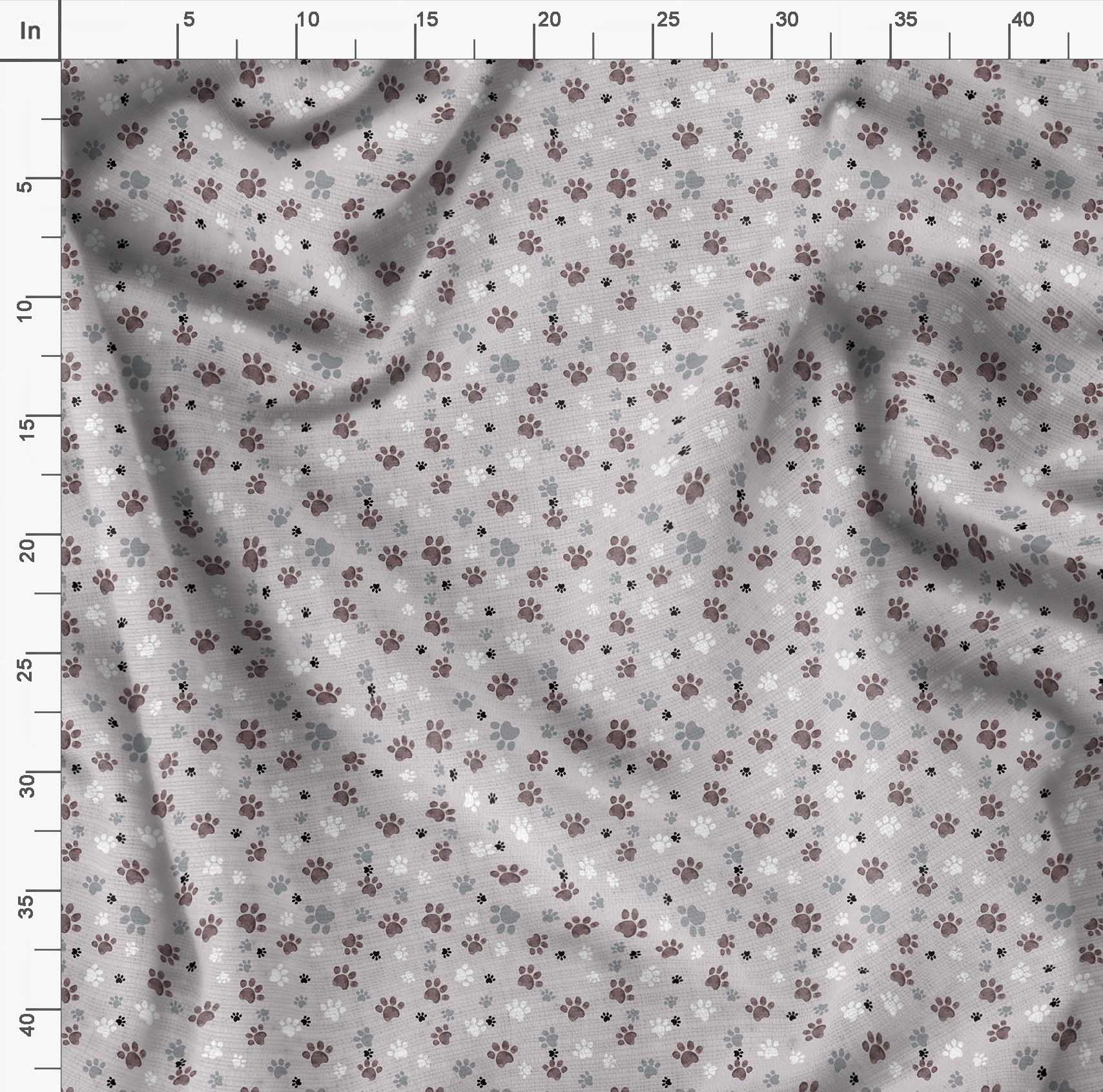Soimoi 100% Polyester Crepe Fabric - Gray Paw Dog Pattern Printed Fabric by The Yard, 42 Inch Wide - Perfect for DIY Sewing, Quilting, Home Decor, Apparel & Craft Projects
