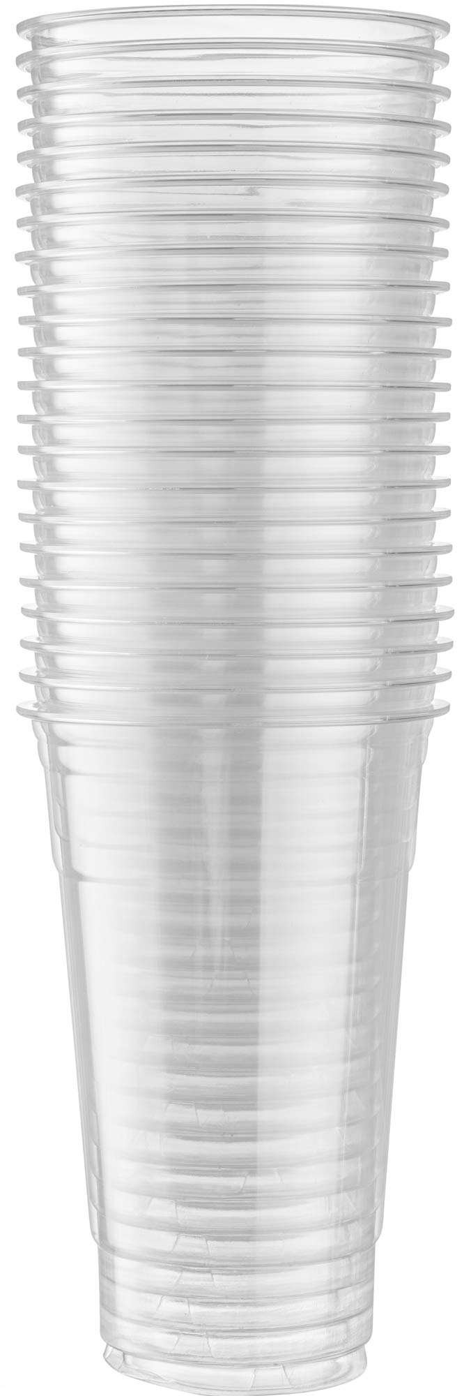 50-Pack 24oz Clear PET Plastic Cups for Iced Coffee, Cold Drinks, Smoothies, Slushies - Disposable Party Cups for BBQs, Picnics, Office Events & Home Gatherings