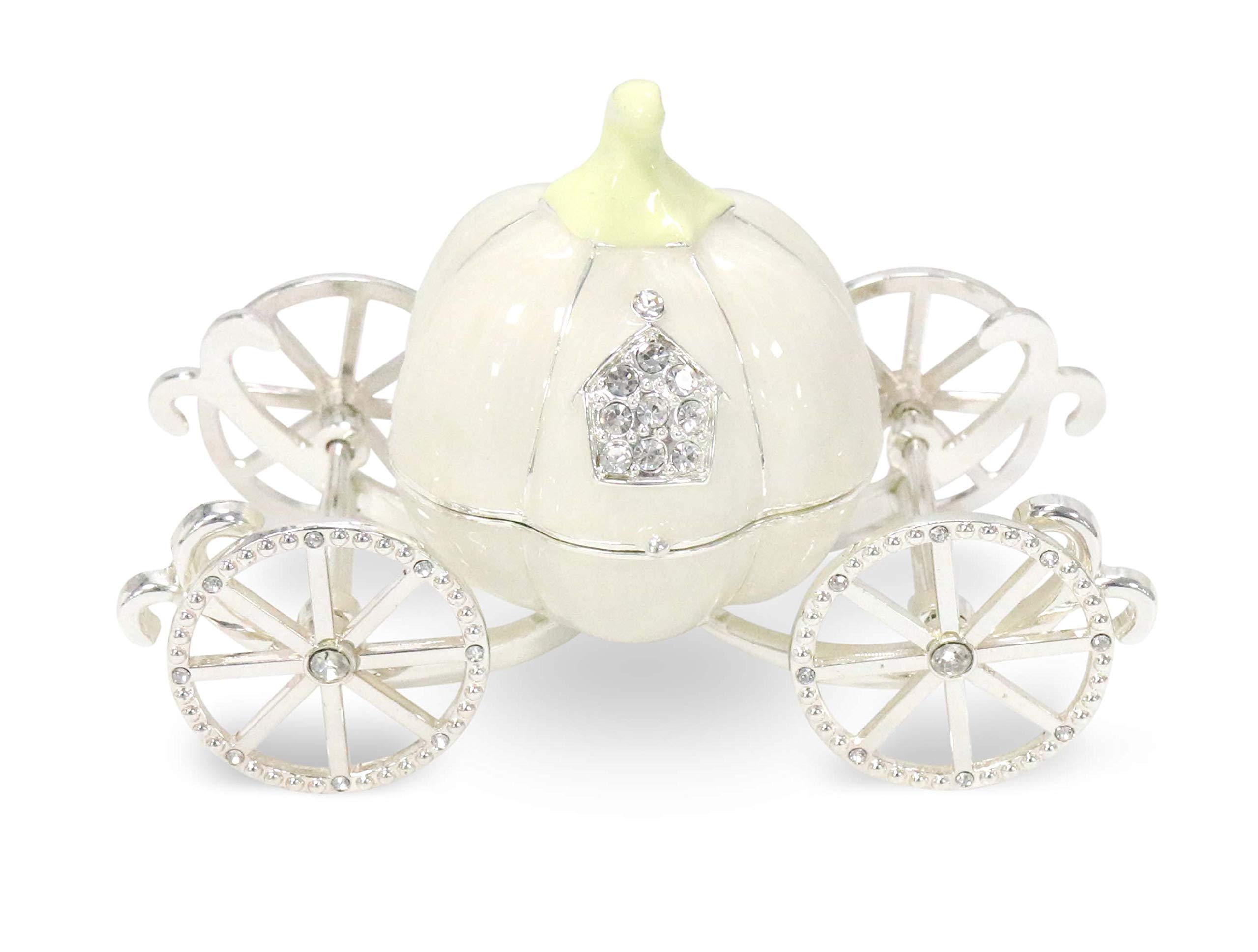 LASODY Crystal Cinderella Pumpkin Carriage Jewelry Box - Elegant Hinged Trinket Storage for Rings, Necklaces & Keepsakes | Perfect Wedding, Valentine's Day & Mother's Day Gift | Small Pumpkin Car-Shaped Jewelry Chest for Home Decor & Special Occasions