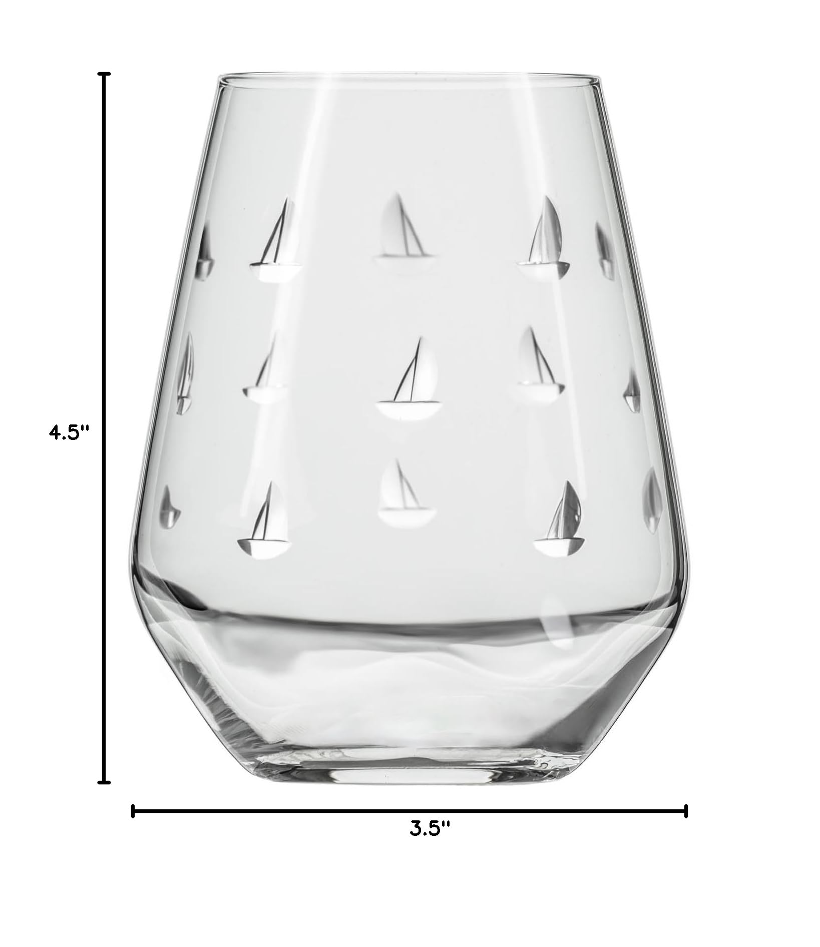 Premium Rolf Glass Stemless Wine Tumbler Set of 4 - 18oz Lead-Free Crystal Glasses with Elegant Etching | Handcrafted in USA | Perfect for Parties, Weddings & Home Entertaining