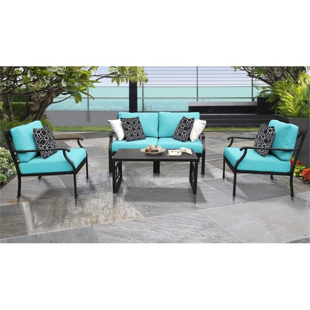 TK Classics Kathy Ireland Madison Ave. 5-Piece Aluminum Patio Furniture Set in Aruba - Outdoor Dining Set for Garden, Poolside & Backyard Relaxation