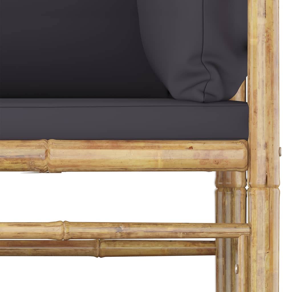 vidaXL 6-Piece Bamboo Patio Lounge Set with Dark Gray Cushions - Modular Outdoor Furniture, Easy to Clean & Washable Covers - Perfect for Backyard, Poolside & Garden Relaxation