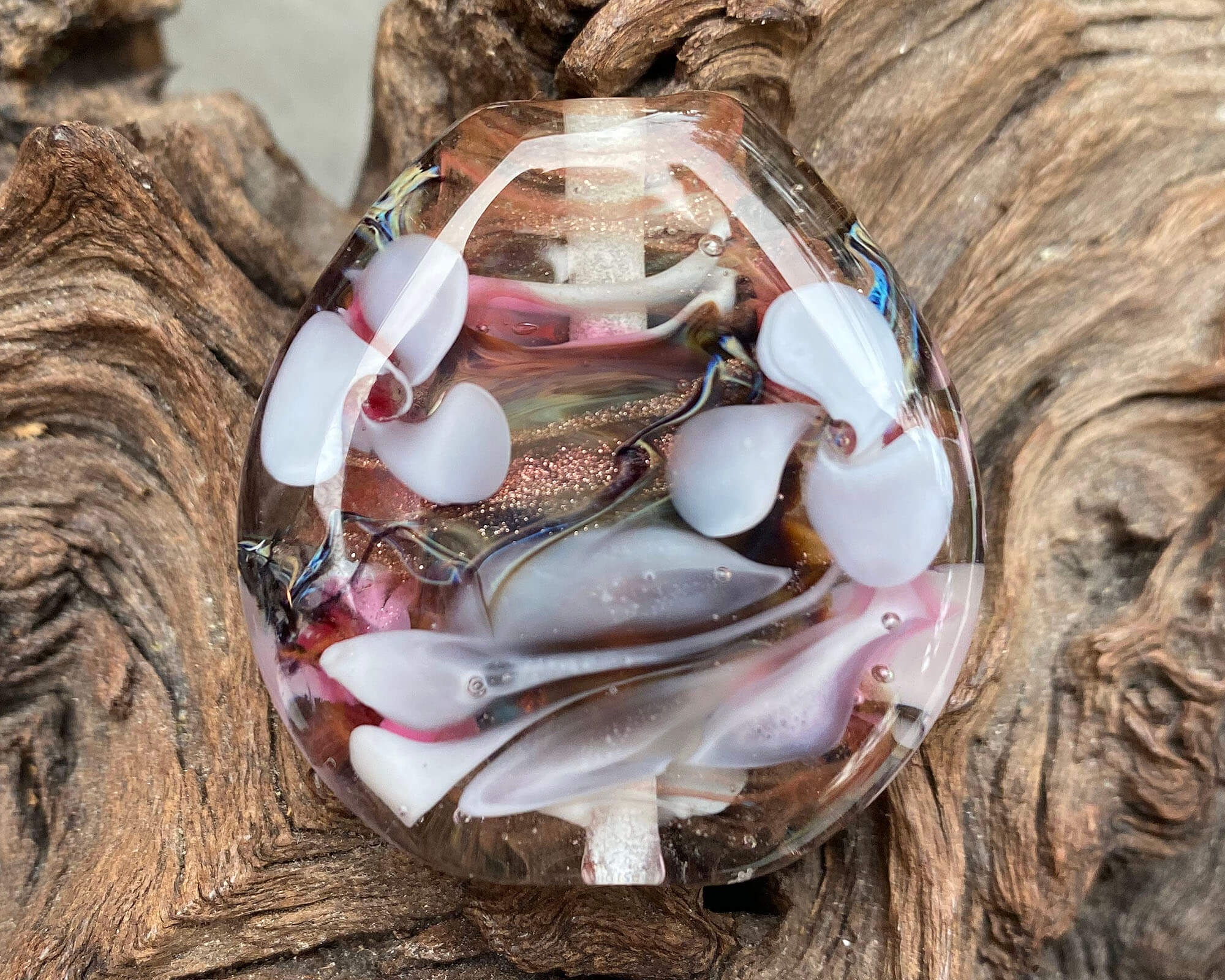 Japanese Cherry Blossom Lampwork Glass Focal Bead for Jewelry Making - Handmade Artisan Bead for Necklaces, Bracelets, DIY Crafts - Perfect for Spring & Wedding Accessories
