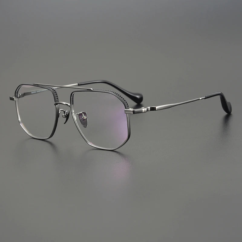 Aimee Unisex Full Rim Square Double Bridge Titanium Acetate Eyeglasses Frame 1350 - Lightweight Durable Glasses for Work, Reading & Fashion
