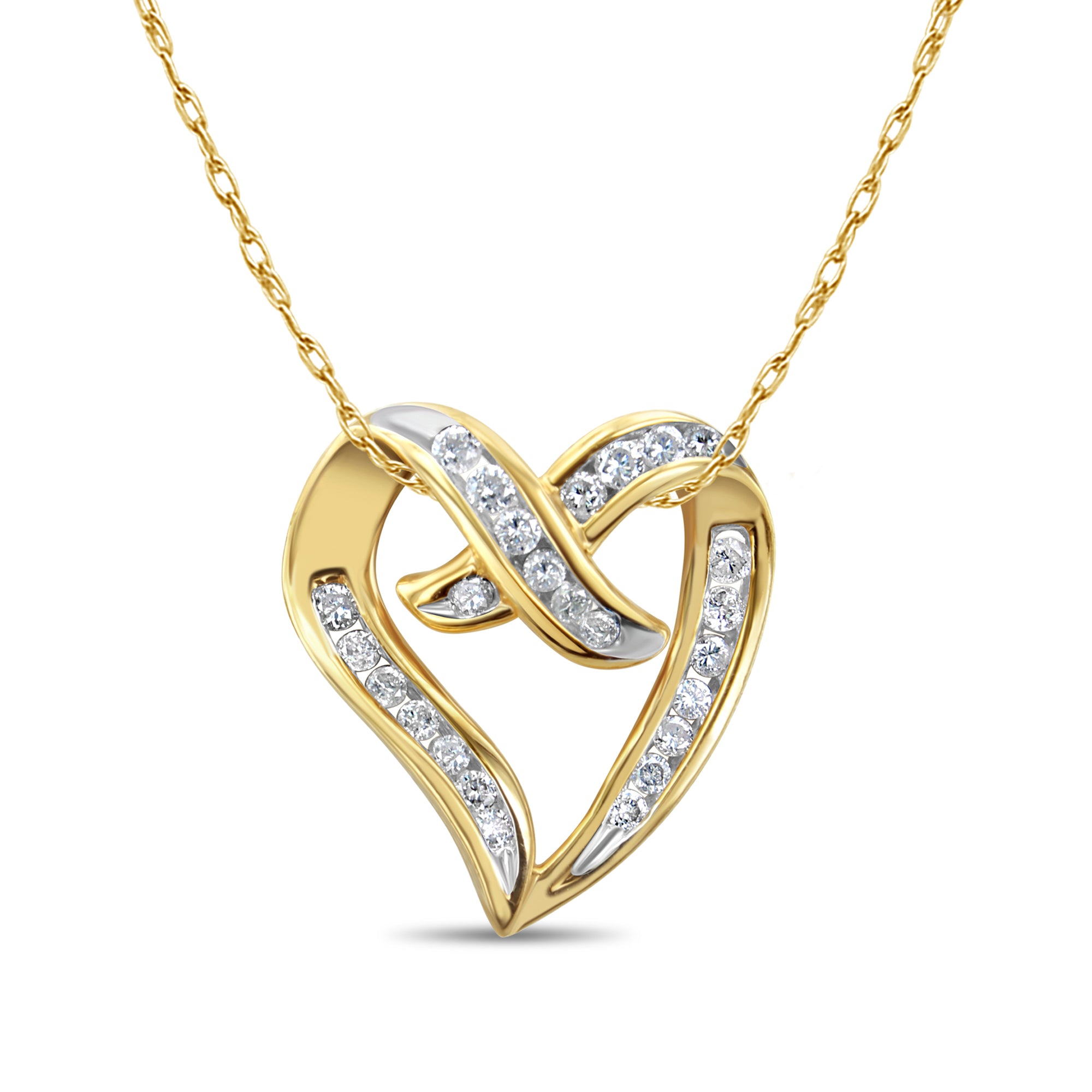 0.50cttw Diamond Floating Heart Pendant in 14k Yellow Gold - Elegant Valentine's Gift for Her, Anniversary Jewelry & Romantic Occasions