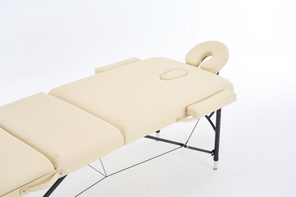 Greenlife Master 3-Section 5 Aluminum Portable Massage Table - Lightweight & Durable for Professional Therapists - Black/Cream (MTA132) - Perfect for Home Spa, Chiropractic Clinics & Mobile Massage Services