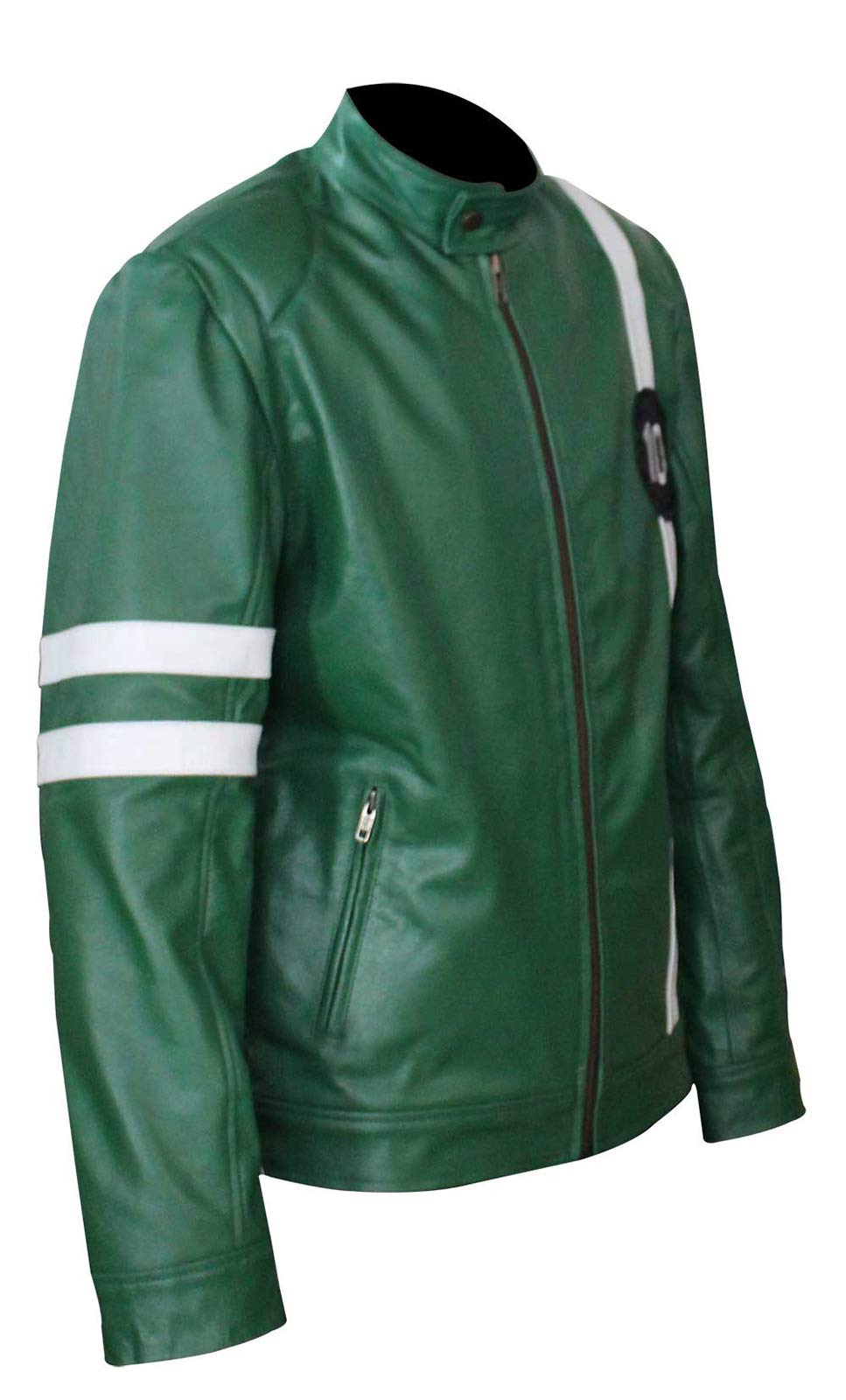 Men's Faux Leather Motorcycle Jacket - Green B10 Superhero Style Biker Jacket for Outerwear | Perfect for Riding, Cosplay & Casual Fashion