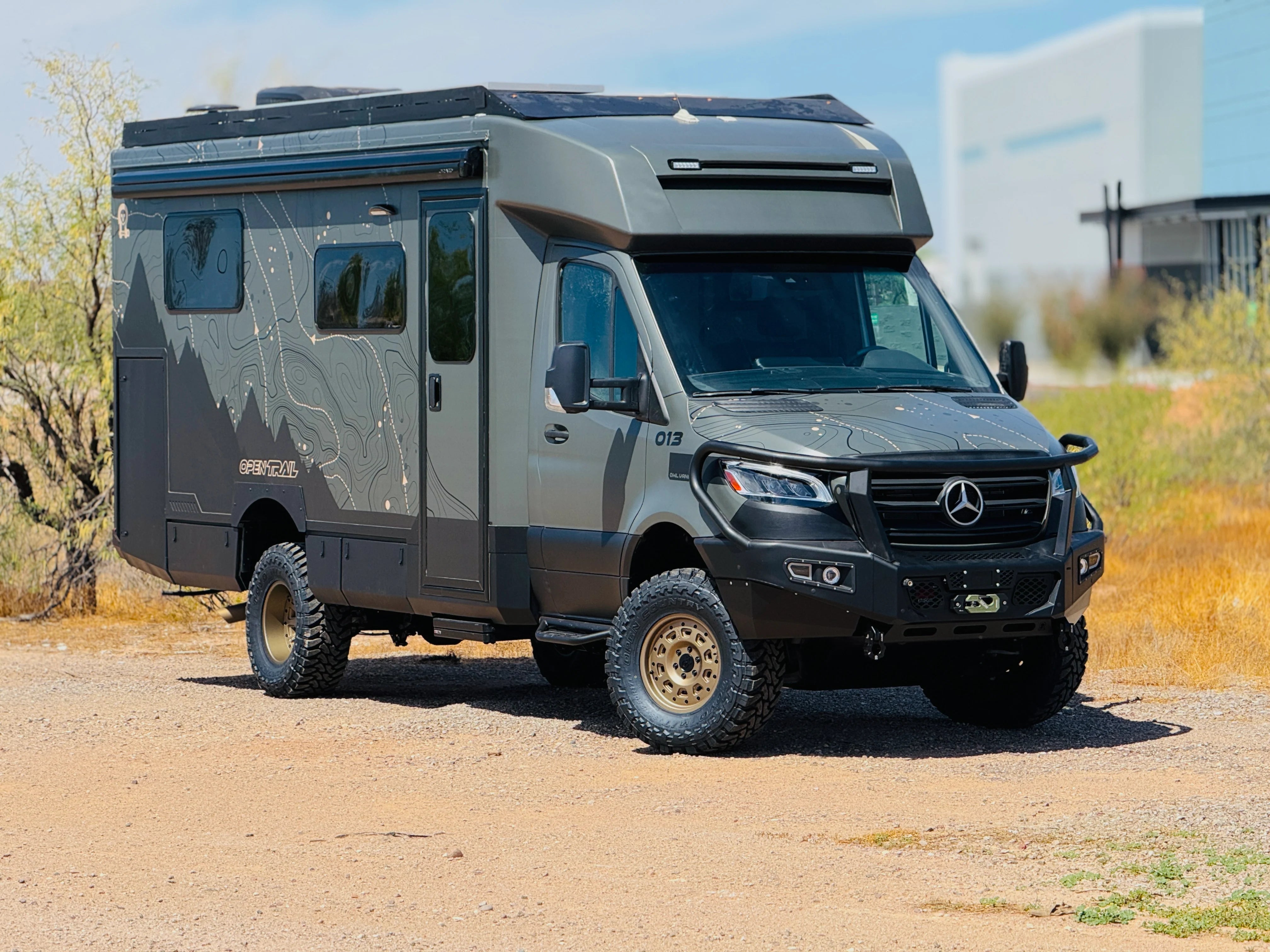 Owl Ridgeline MAX Front Bumper with Skid Plates for 2019-2023 Mercedes Sprinter Van 2500 3500 - Heavy Duty Off-Road Protection for Adventure Vans & Overlanding Vehicles
