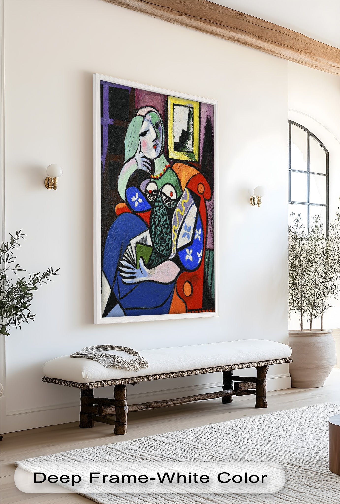 Abstract Woman Reading on Red Armchair - Picasso Style Oil Painting Reproduction - Perfect for Living Room Decor & Art Lovers