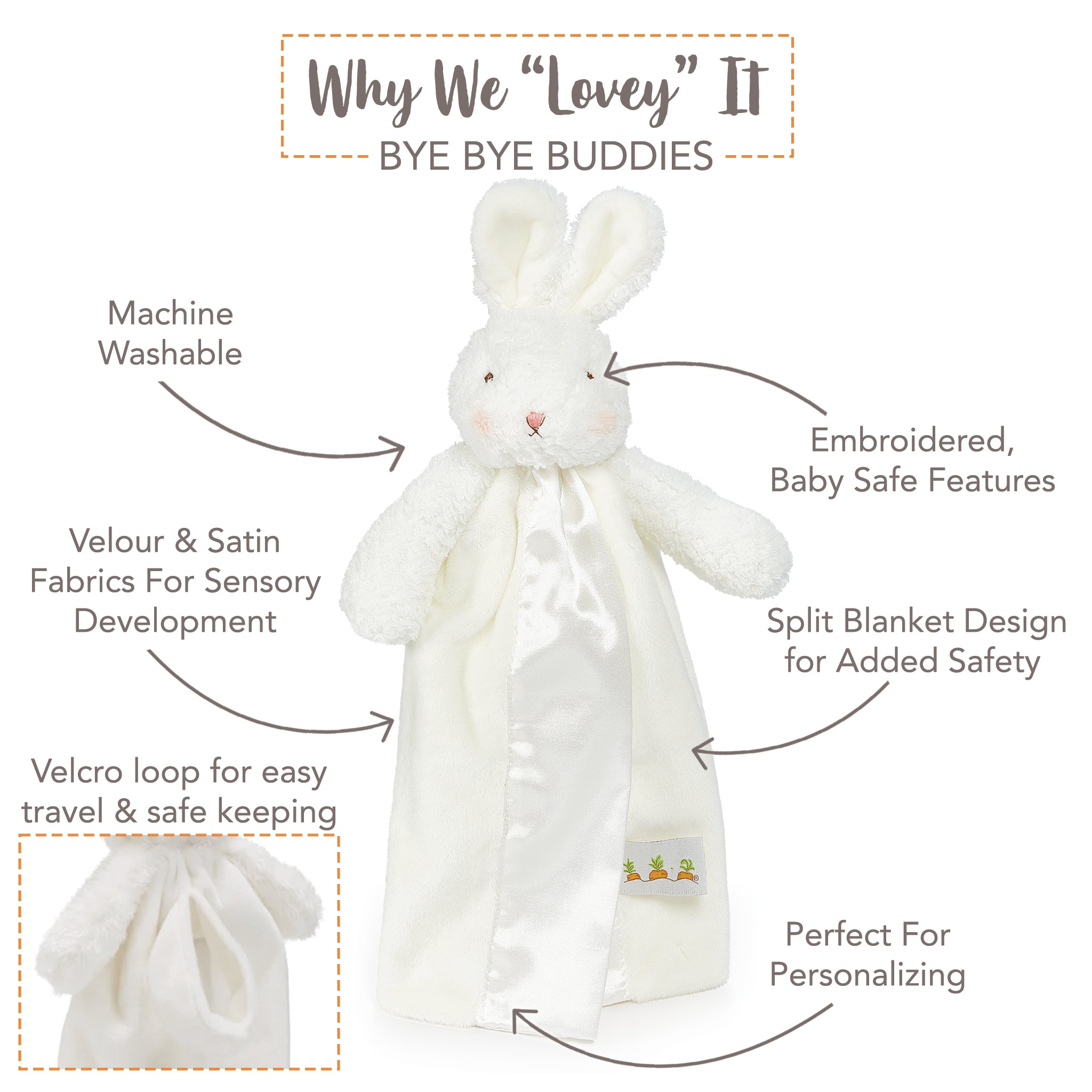 Bun Bun Bunny Bye Bye Buddy - Cute Plush Stuffed Animal Toy for Kids, Soft Huggable Bunny Gift for Babies & Toddlers | Perfect for Nursery Decor, Birthday Presents & Cuddling
