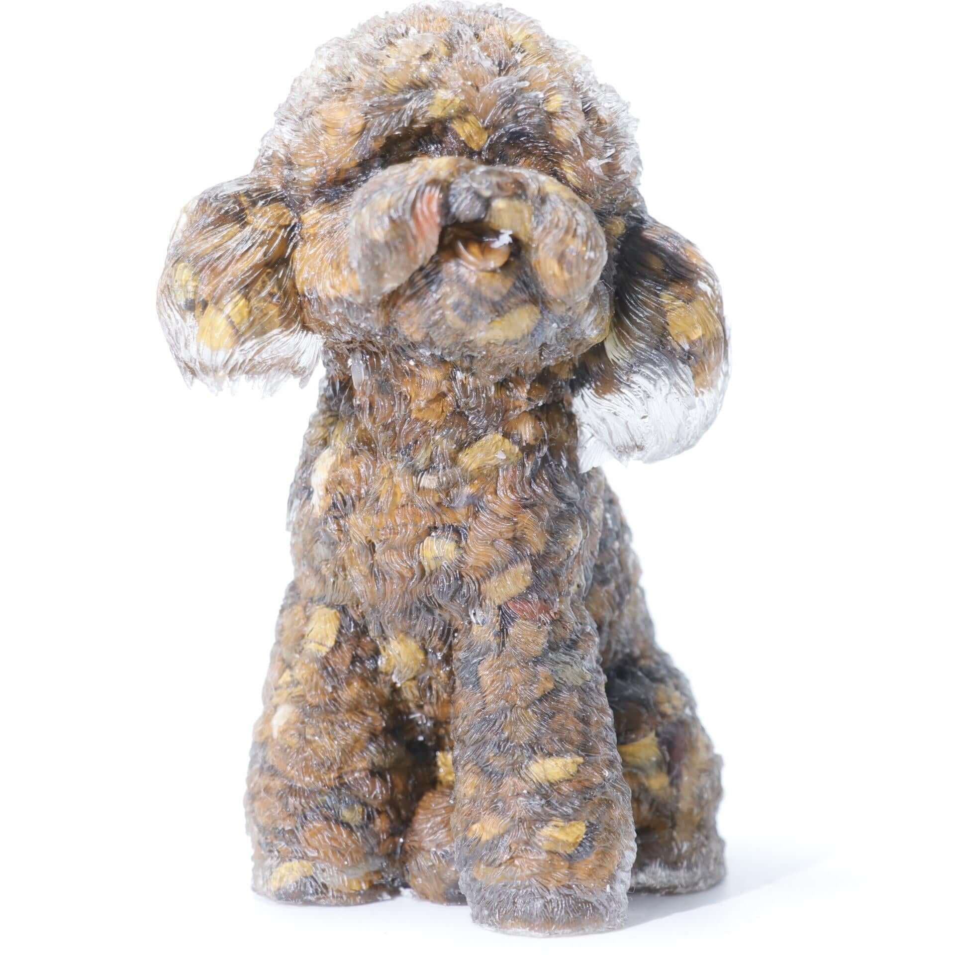 Handmade Epoxy Poodle Figurine - Cute Dog Resin Ornament for Home Decor, Gift & Collection (A2056) | Perfect for Living Room Display, Bookshelf Decor & Dog Lover Gifts