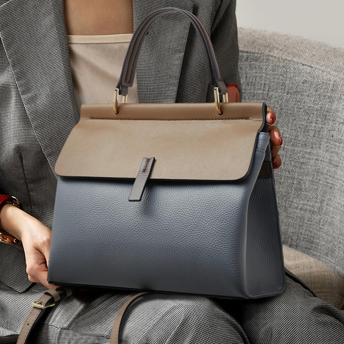 Genuine Leather Shoulder Bag for Women - Stylish Satchel Handbag with Handle & Crossbody Strap - Perfect for Work, Travel & Everyday Use