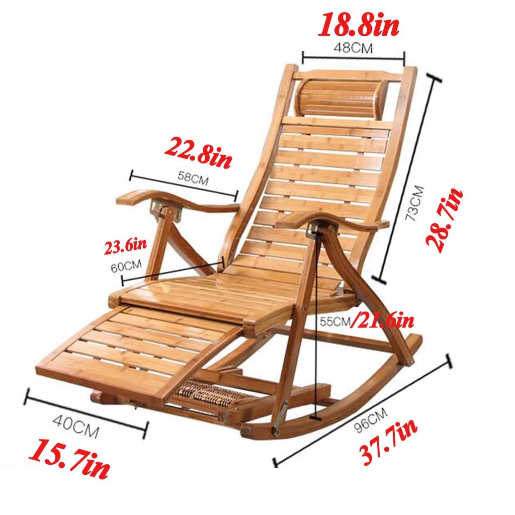 Adjustable Reclining Folding Chair with Ottoman - Padded Rocking Chair with Wooden Frame, Removable Cushion & Footrest - Portable Deck Recliner for Living Room, Bedroom or Patio - Comfortable Purple Lounge Chair for Relaxing & Reading
