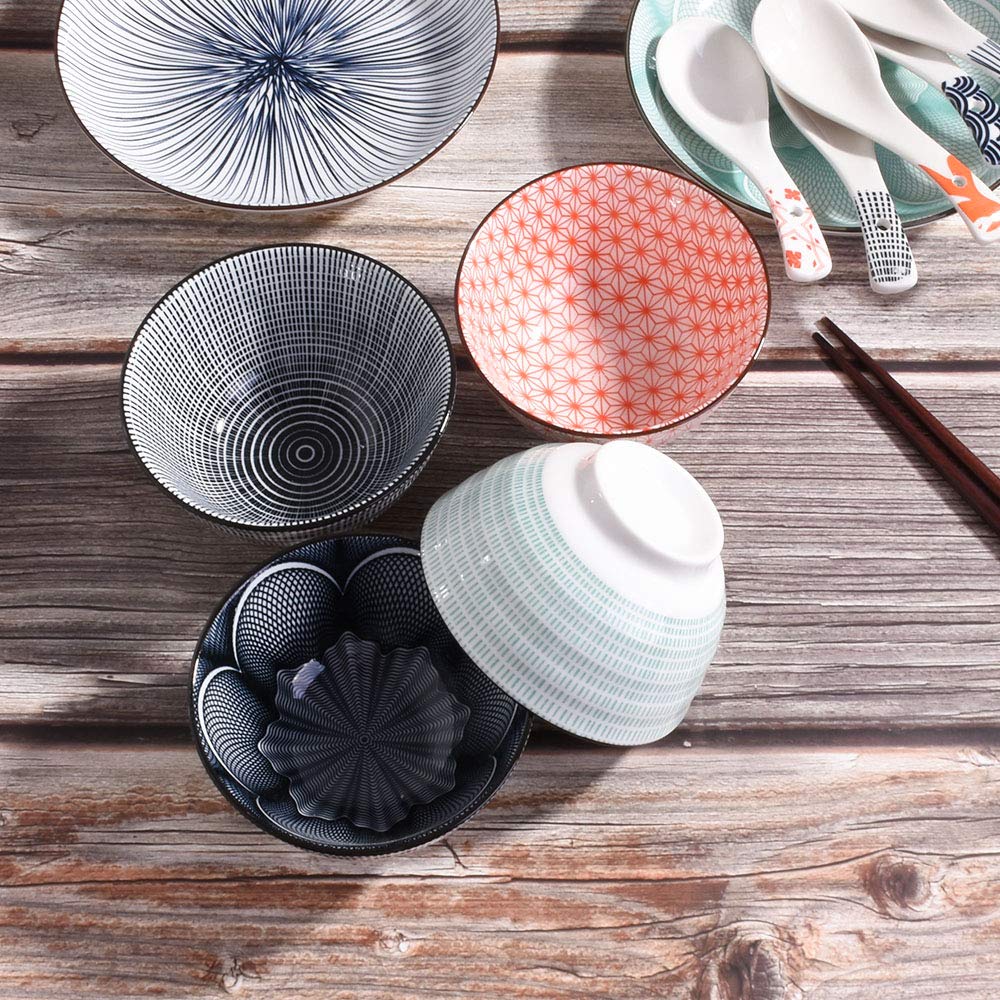 Premium Japanese Ceramic Rice Bowl Set of 4 - Small Porcelain Sushi Bowls for Soup, Snack, Cereal | Elegant Dining Tableware for Asian Cuisine, Ramen, Miso Soup & Home Decor