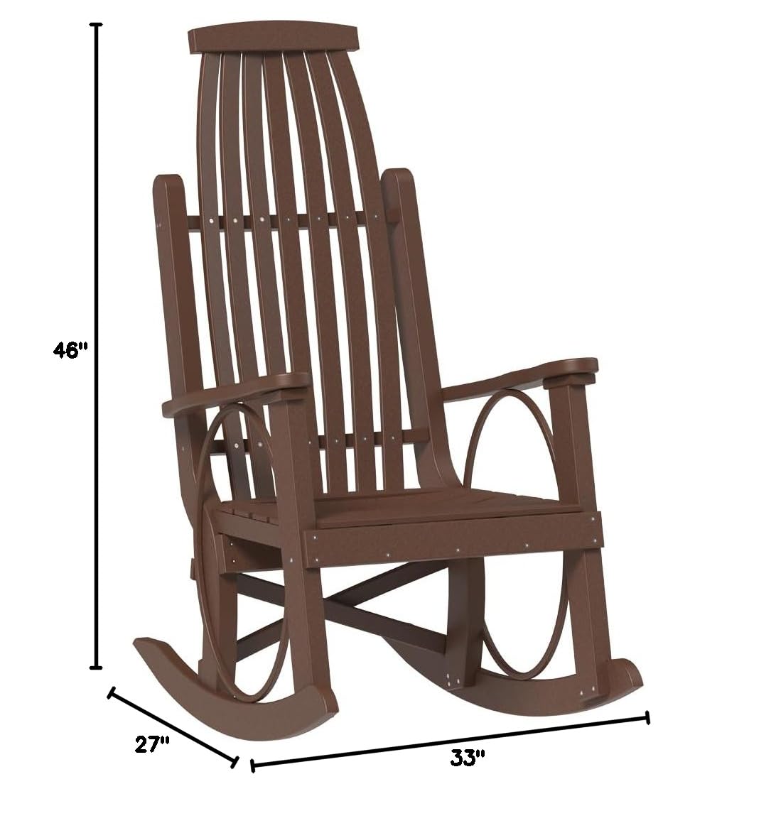 Poly Lumber Grandpa's Rocking Chair - Chestnut Brown Outdoor Patio Furniture | Durable & Weather-Resistant Rocker for Garden, Porch & Backyard Relaxation