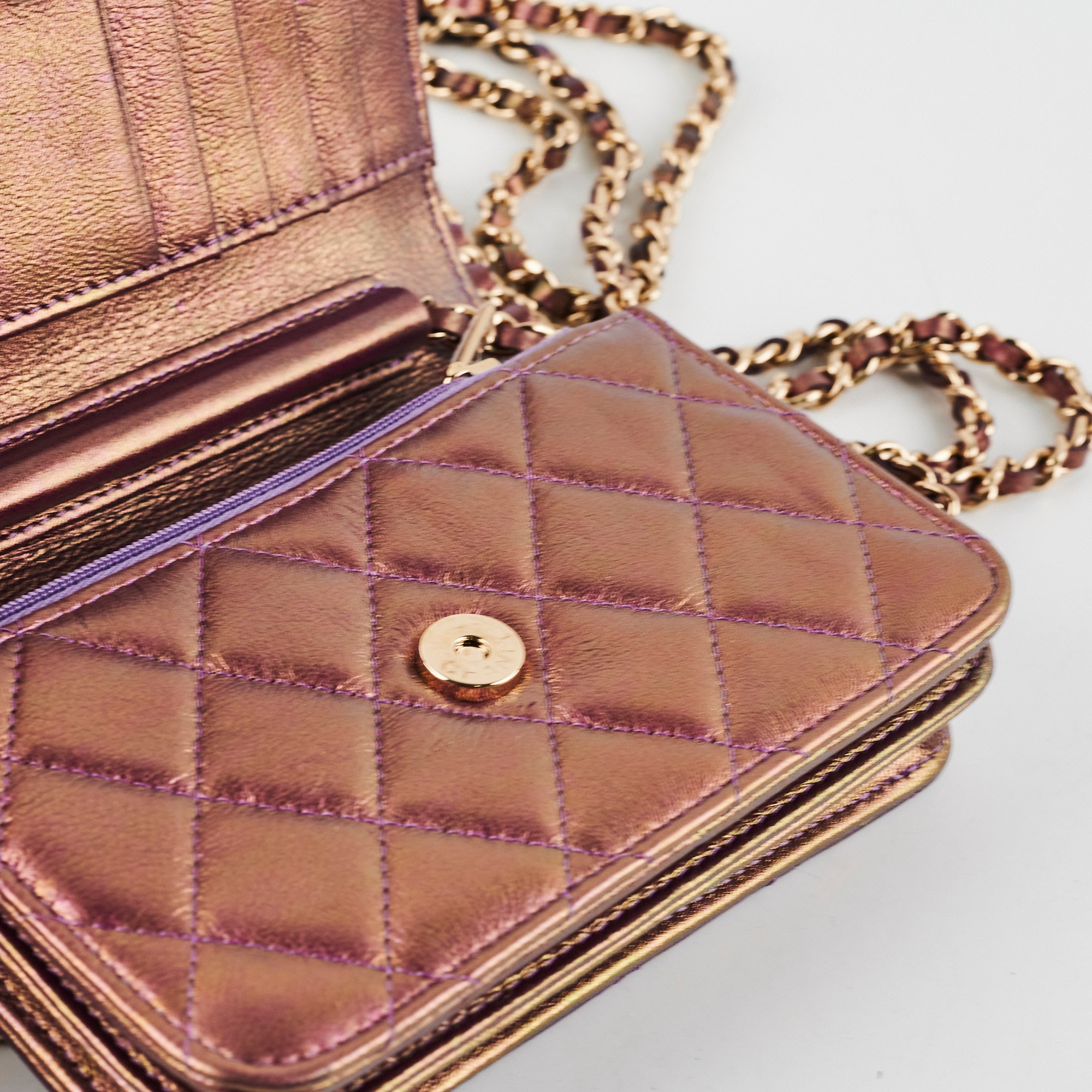 Chanel Mini Wallet On Chain WOC in Purple | Crossbody Bag with Chain Strap | Perfect for Parties, Date Nights & Everyday Use