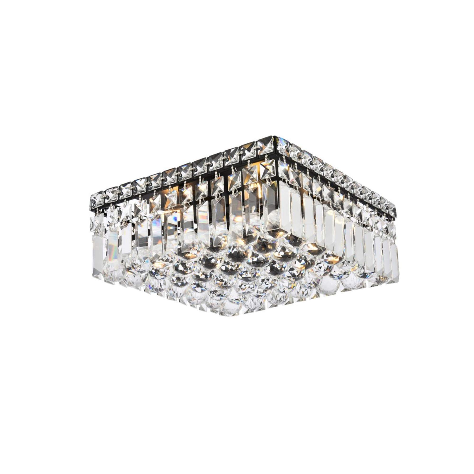 Elegant Lighting V2032F12BK/RC Maxime 4-Light 12-Inch Black & Clear Flush Mount Ceiling Light Fixture - Perfect for Bedroom, Hallway & Kitchen Lighting