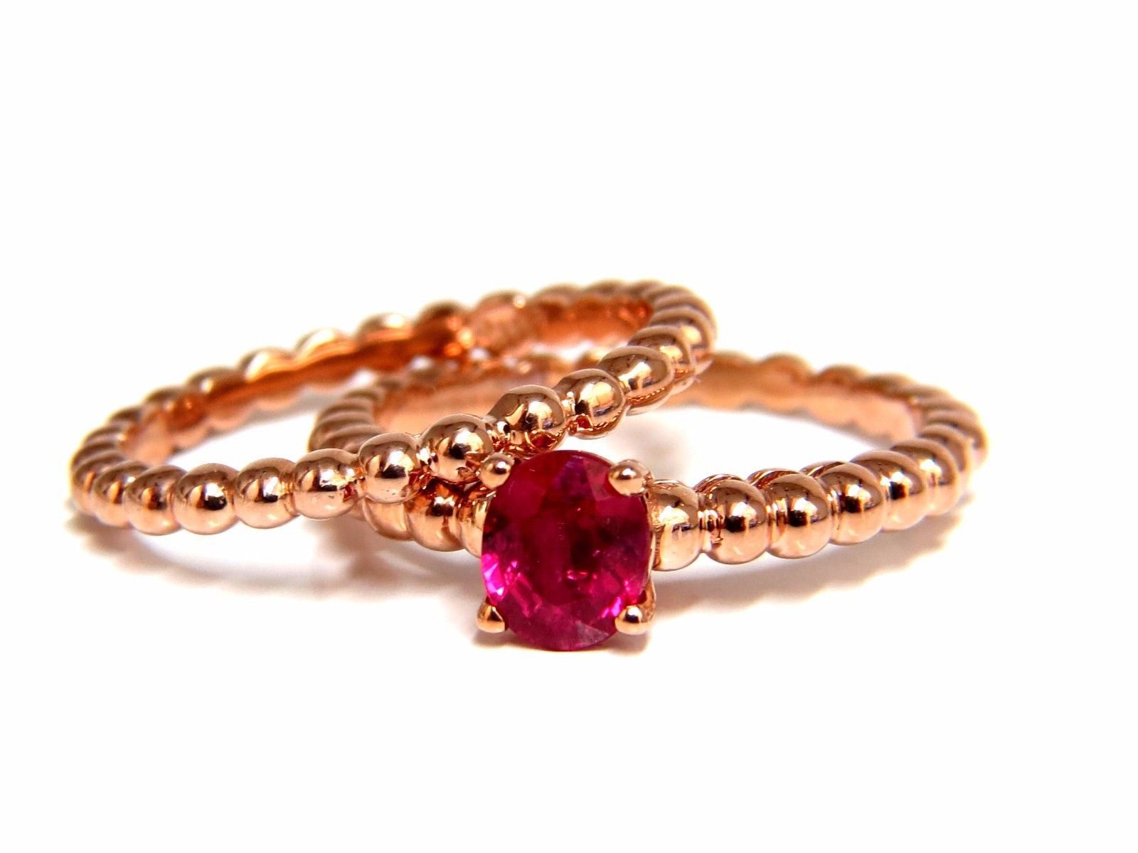 0.82ct Natural Vivid Bright Ruby Solitaire Ring & Band in 14K Gold - Elegant Engagement, Wedding, Anniversary Gift for Her