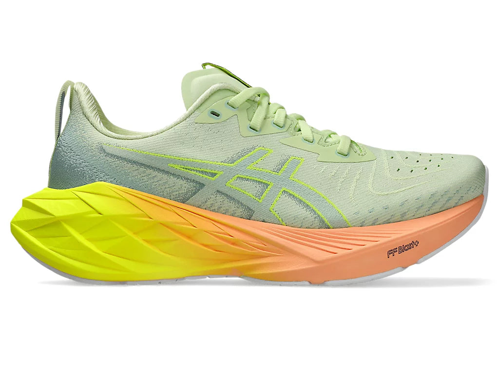 ASICS Women's NOVABLAST 4 Running Shoes - Cool Matcha/Safety Yellow | Lightweight Cushioned Sneakers for Jogging, Gym Workouts & Daily Comfort